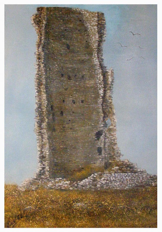 Dino Licci: La torre del Serpe, olio su tela